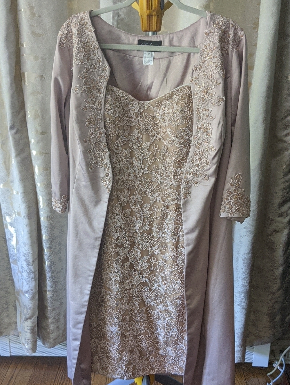 La Femme Women's Embroidered Strapless Dress and Jacket - Blush - Sz 12